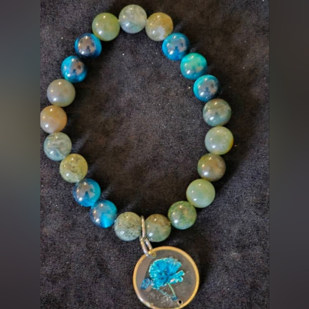 Blue tigers eye flower charm